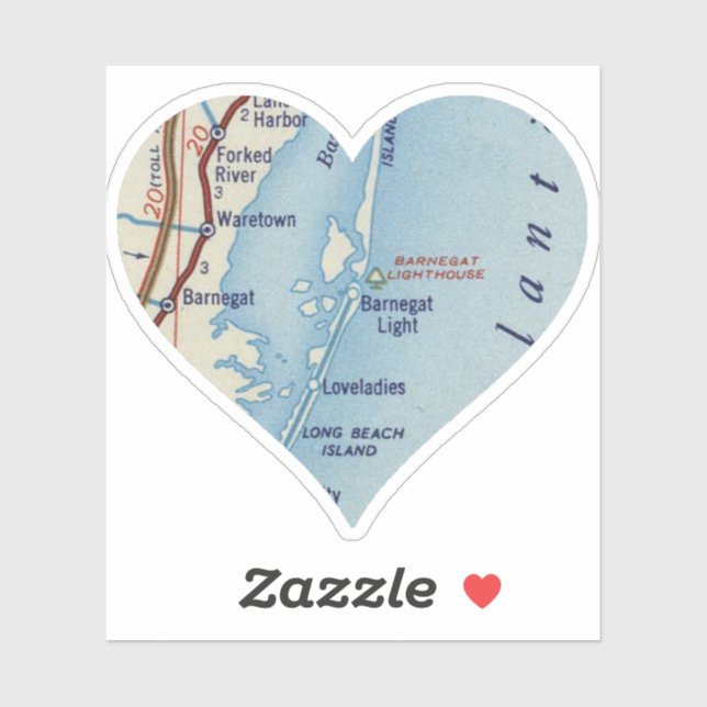 Sticker Carte Vintage Barnegat NJ (Feuille)