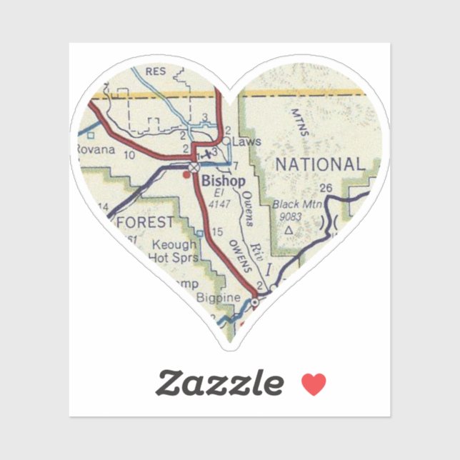 Sticker Carte vintage Bishop California (Feuille)