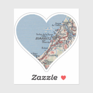 Sticker Carte Vintage de Biarritz France