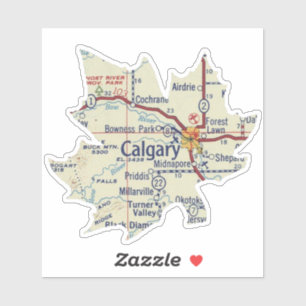Sticker Carte Vintage de Calgary Alberta