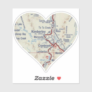 Sticker Carte Vintage de Cranbrook BC