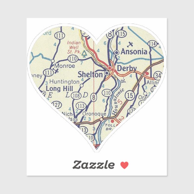 Sticker Carte Vintage de Derby CT (Feuille)