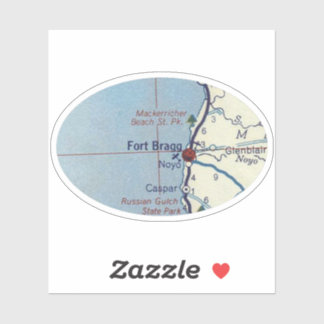 Sticker Carte Vintage de Fort Bragg en Californie