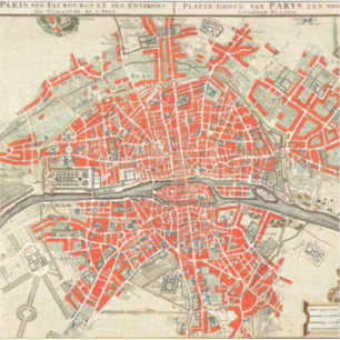 Sticker Carte vintage de Paris. Vieille ville. France