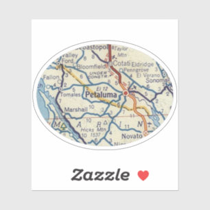 Sticker Carte vintage de Petaluma CA
