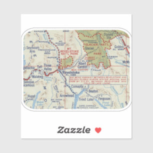 Sticker Carte Vintage de Revelstoke (Colombie-Britannique)