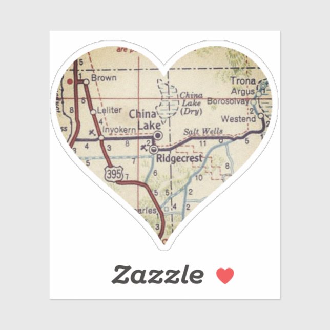 Sticker Carte Vintage du lac Chine (Feuille)
