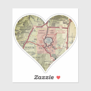 Sticker Carte Vintage du lac Crater