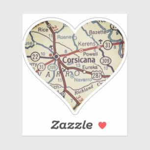 Sticker Carte Vintage du Texas Corsicana