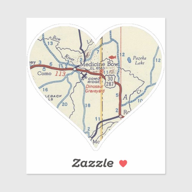 Sticker Carte Vintage du Wyoming (Feuille)