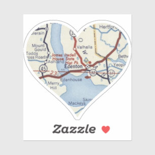 Sticker Carte Vintage Edenton NC