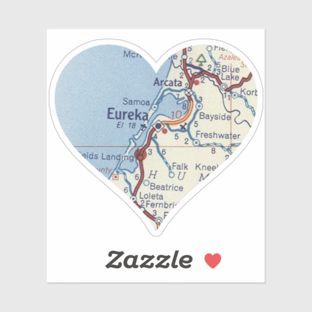 Sticker Carte vintage Eureka CA (Feuille)