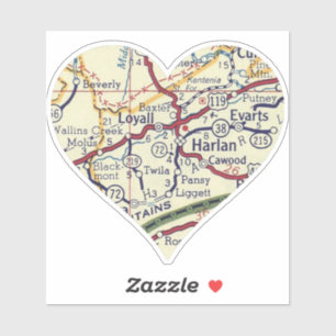 Sticker Carte vintage Harlan KY