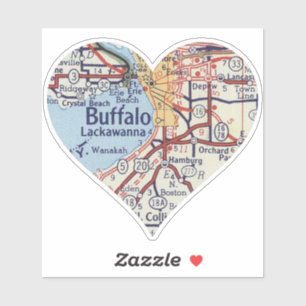 Sticker Carte Vintage Heart Buffalo NY