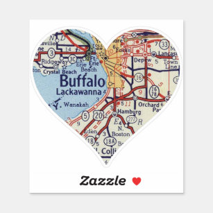 Sticker Carte Vintage Heart Buffalo NY