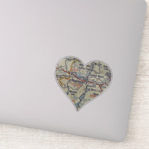 Sticker Carte Vintage Heart Kamloops