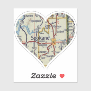 Sticker Carte Vintage Heart Spokane