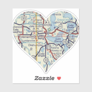 Sticker Carte Vintage Leesburg Florida