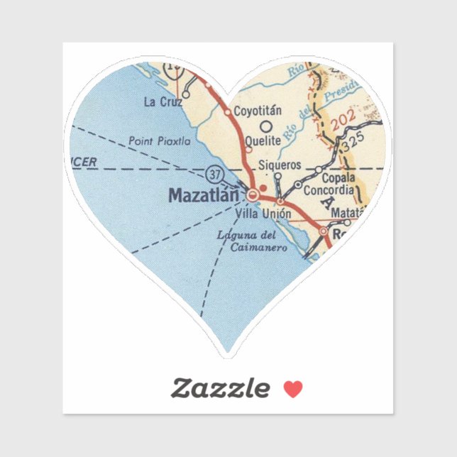 Sticker Carte Vintage Mazatlan MX (Feuille)