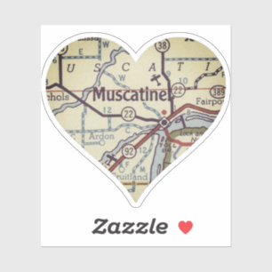 Sticker Carte Vintage Muscatine Iowa