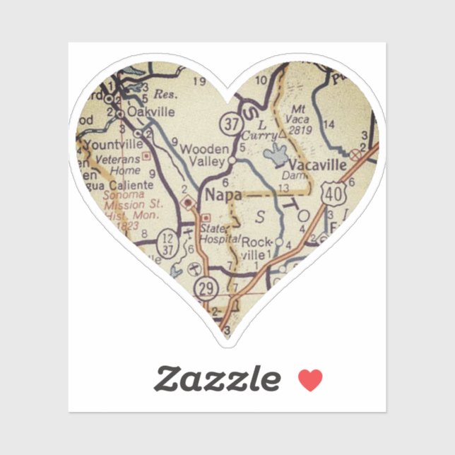 Sticker Carte Vintage Napa CA (Feuille)