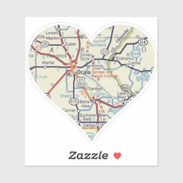 Sticker Carte Vintage Ocala Florida (Feuille)