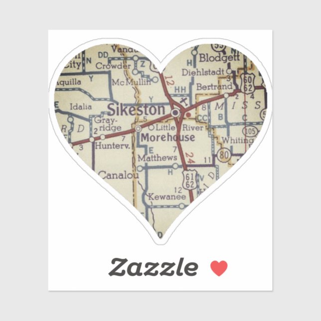 Sticker Carte vintage Sikeston (Feuille)