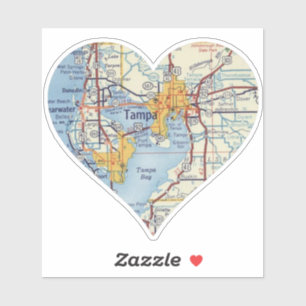 Sticker Carte Vintage Tampa FL