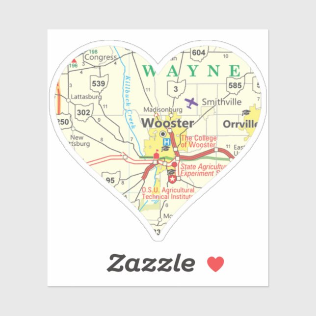Sticker Carte Vintage Wooster OH (Feuille)