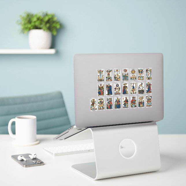 Sticker Cartes de tarot vintage (Ordinateur portable sur le bureau)