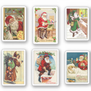 Sticker Cartes Père Noël de Noël Victoriennes Vintages