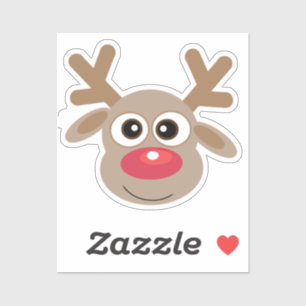 Sticker Cartographie de Noël de mignons rennes rouge Type