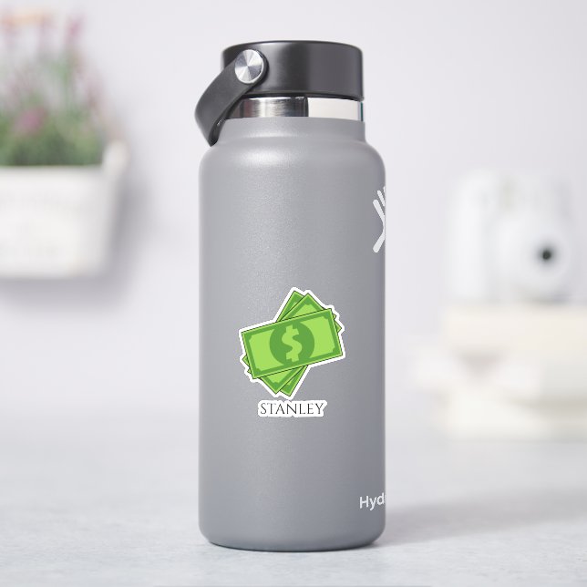 Sticker Cartoon argent Carré de factures de dollars | Pers (HydroFlask)