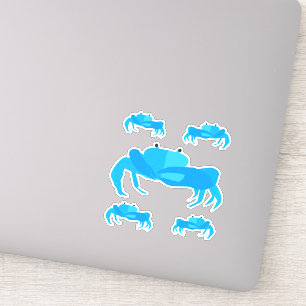 Sticker Cartoon Bleu Crabes Bleu Bouteille d'eau mignonne