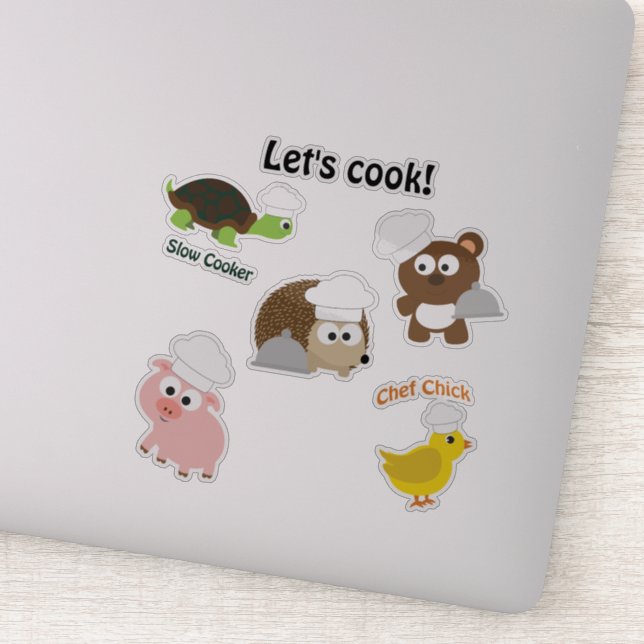 Sticker Cartoon Chef Animaux jeu d'autocollants (Détail)