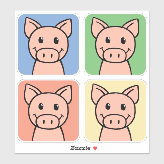 Sticker Cartoon Clip Art Rire Piggie Piggy Piggy Pigs! (Feuille)