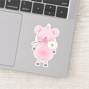 Sticker Cartoon de porc rose gai
