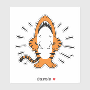 STICKER CARTOON DE TIGRE DE SHARK HYBRIDE CUTE
