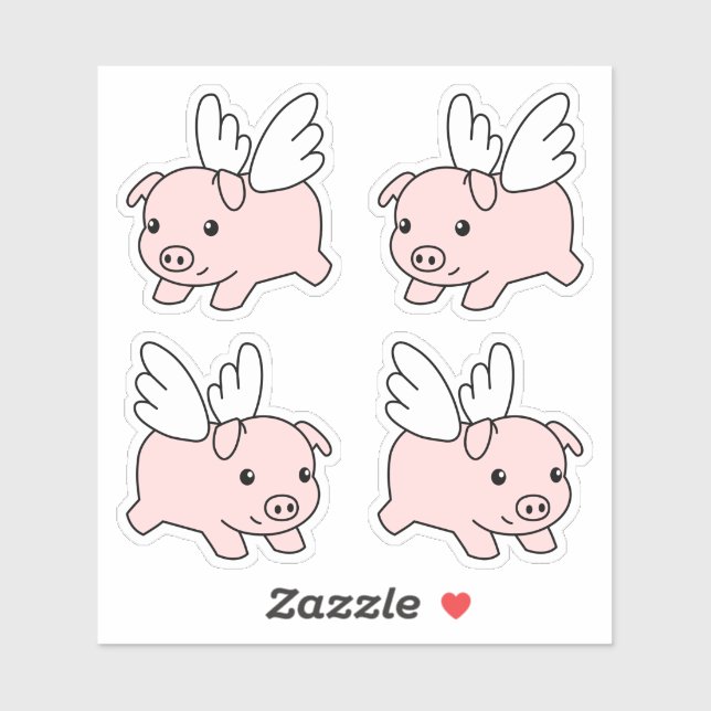 Sticker Cartoon Flying Pig - Jolies ailes de Piglet, Ensem (Feuille)