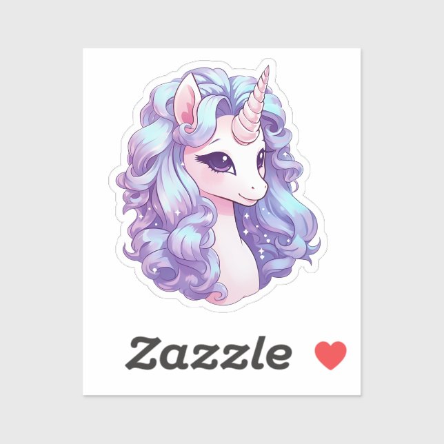 Sticker Cartoon licorne (Feuille)