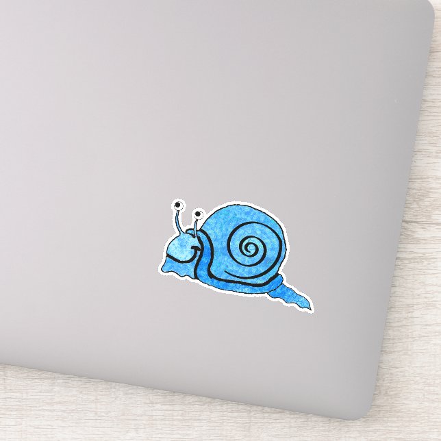 Sticker Cartoon mignon et souriant Escargot Bleu Motif (Détail)
