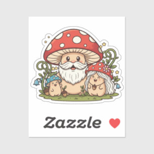 Sticker Cartoon mignon Happy Mushroom Famille Imprimé Viny