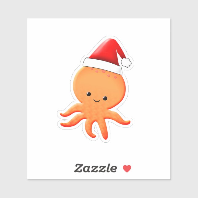 Sticker Cartoon mignonne Bébé Octopus Santas (Feuille)