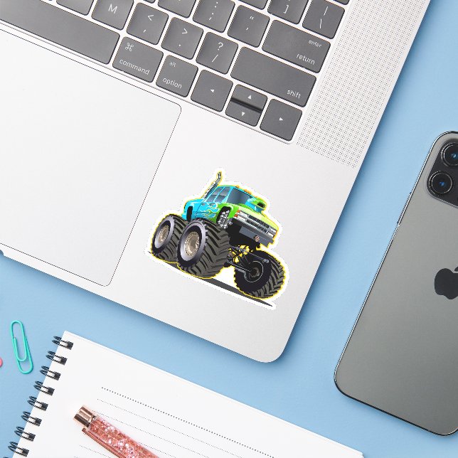 Sticker Cartoon monster truck (Ordinateur portable avec iPhone)
