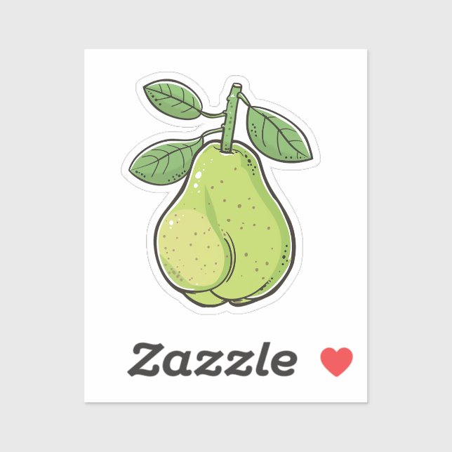 Sticker Cartoon pear (Feuille)