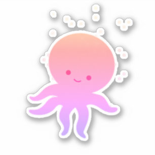 Sticker Cartoon rose Bébé Octopus