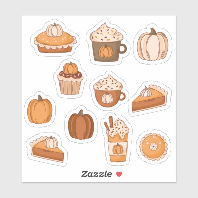Sticker Cartoon Thanksgiving desserts illustrations (Feuille)