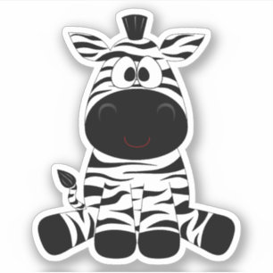 Sticker Cartoon zèbre noir blanc
