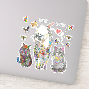 Sticker Cartouches colorées en vinyle de chats et de papi