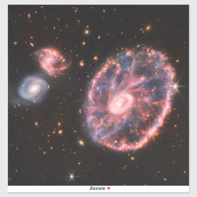 Sticker Cartwheel Galaxy, James Webb Télescope Spatial (Feuille)